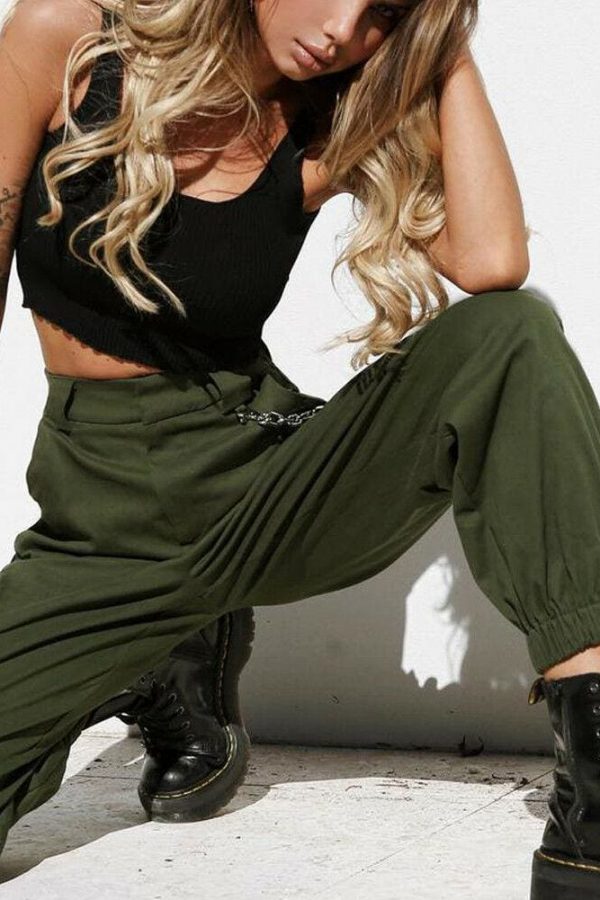 The Best Stretch Waist Military Army Camouflage Camo Cargo Trousers Casual Harem Hip Hop Pants With Chain Online - Takalr