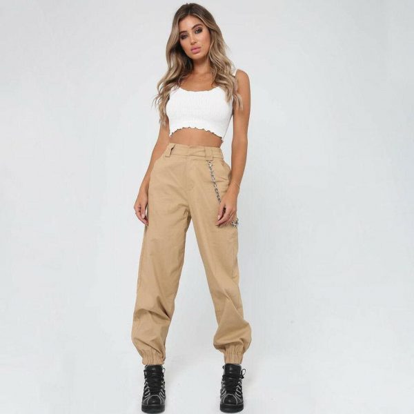 The Best Stretch Waist Military Army Camouflage Camo Cargo Trousers Casual Harem Hip Hop Pants With Chain Online - Takalr