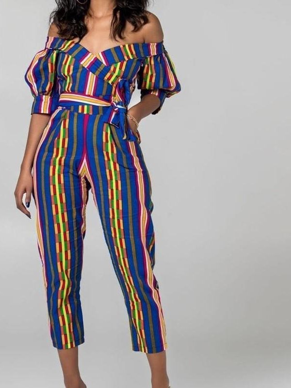 The Best Striped Women Jumpsuit Off Shoulder Strapless Romper Ladies Summer Casual Long Pants Trouser Streetwear Online - Takalr