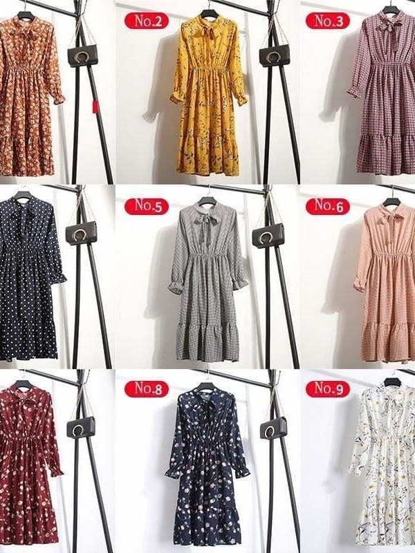 The Best Summer Autumn Chiffon Print Dress floral Long Bowknot Dresses Online - Source Silk