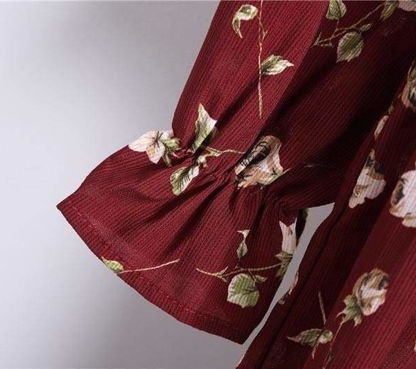 The Best Summer Autumn Chiffon Print Dress floral Long Bowknot Dresses Online - Source Silk