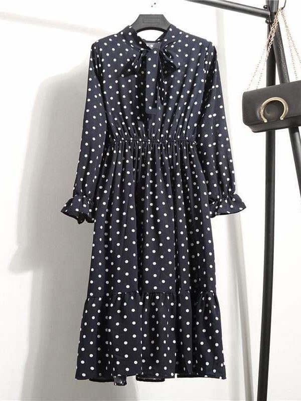 The Best Summer Autumn Chiffon Print Dress floral Long Bowknot Dresses Online - Source Silk