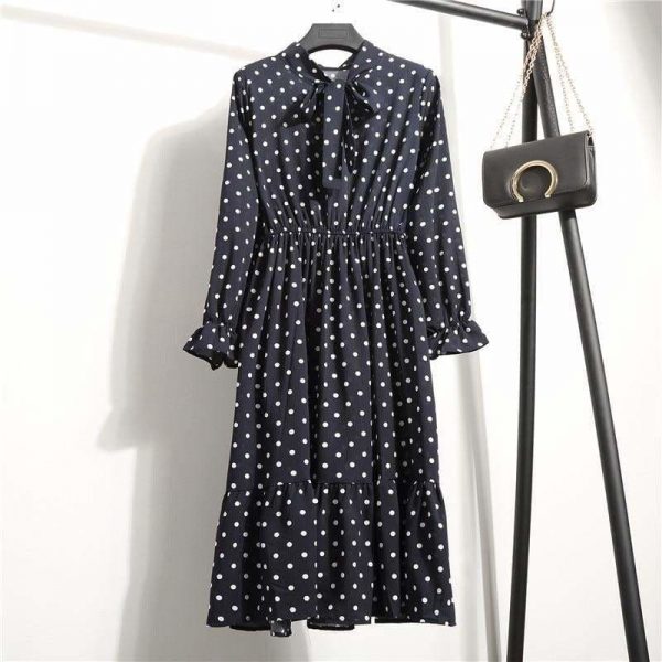 The Best Summer Autumn Chiffon Print Dress floral Long Bowknot Dresses Online - Source Silk