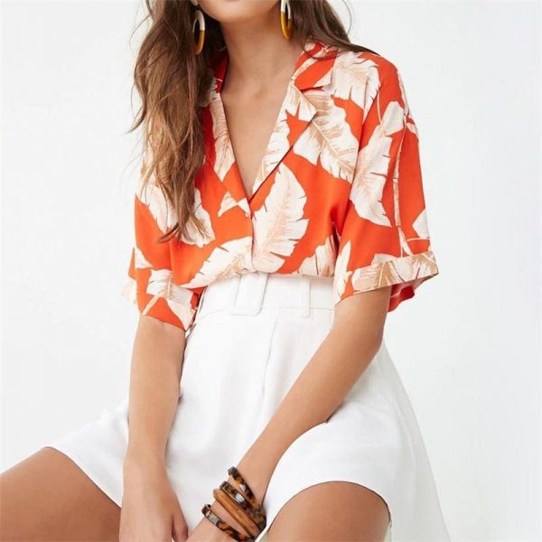 The Best Summer Blouse Women Short Sleeve Blouse Casual  Print Tops Shirt Online - Takalr