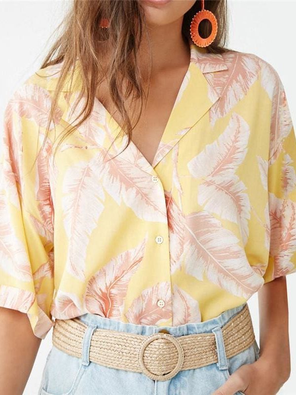 The Best Summer Blouse Women Short Sleeve Blouse Casual  Print Tops Shirt Online - Takalr