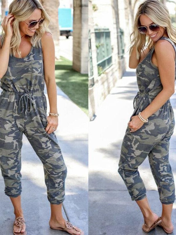 The Best Summer Camouflage Women's Long Pant Playsuits Ladies Sleeveless Casual Romper Jumpsuit Trousers Plus Size Online - Takalr