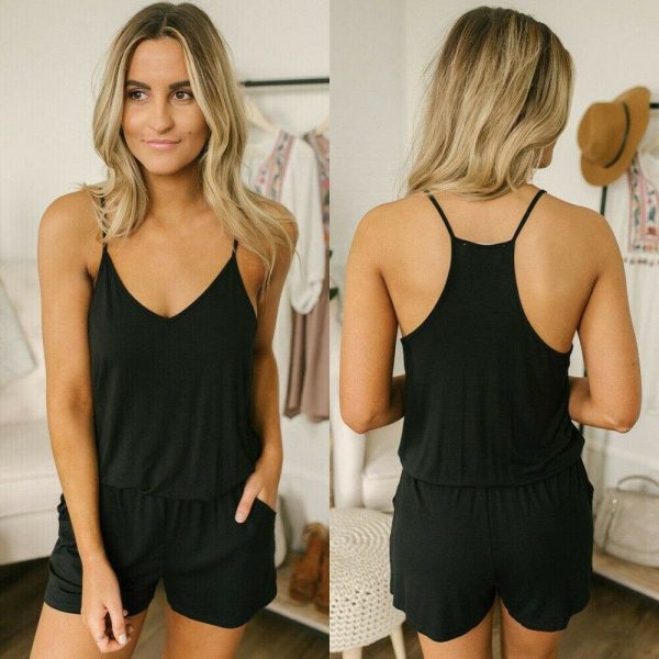 The Best Summer Casual Soft Sleeveless V-Neck Jumpsuit Nightwear Women Robe Ladies Loose Nightdress Sleepwear Online - Takalr