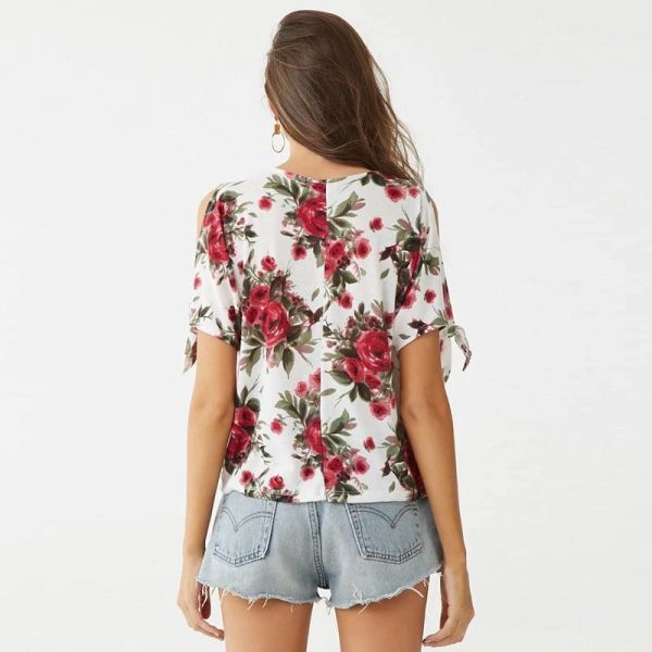 The Best Summer Casual T Shirt Women Off Shoulder Short Sleeve Tunic Bow Tops Online - Takalr