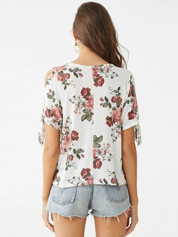 The Best Summer Casual T Shirt Women Off Shoulder Short Sleeve Tunic Bow Tops Online - Takalr