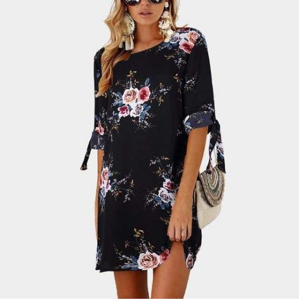 The Best Summer Dress Boho Style Floral Print Chiffon Beach Dress Online - Source Silk