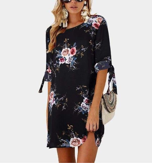 The Best Summer Dress Boho Style Floral Print Chiffon Beach Dress Online - Source Silk