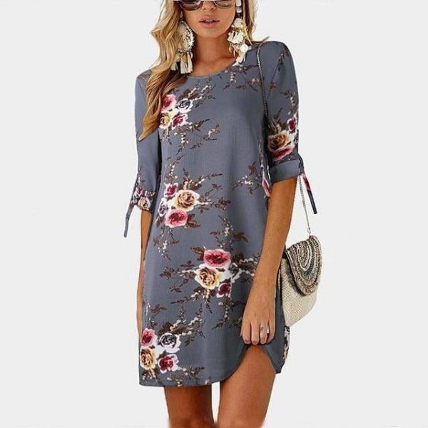 The Best Summer Dress Boho Style Floral Print Chiffon Beach Dress Online - Source Silk