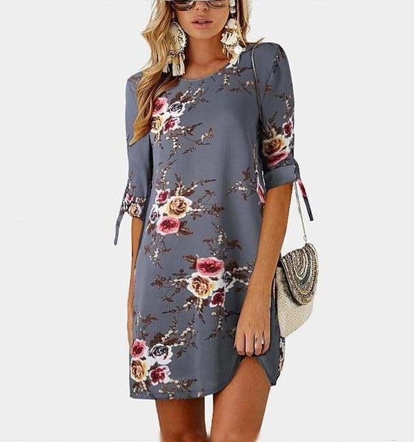 The Best Summer Dress Boho Style Floral Print Chiffon Beach Dress Online - Source Silk