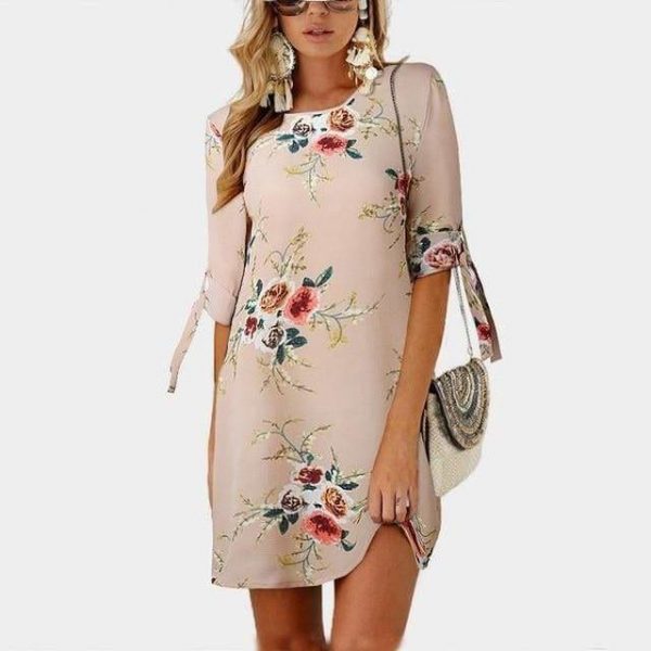 The Best Summer Dress Boho Style Floral Print Chiffon Beach Dress Online - Source Silk