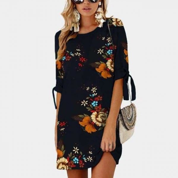 The Best Summer Dress Boho Style Floral Print Chiffon Beach Dress Online - Source Silk