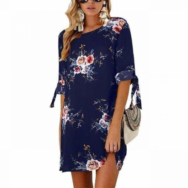 The Best Summer Dress Boho Style Floral Print Chiffon Beach Dress Online - Source Silk