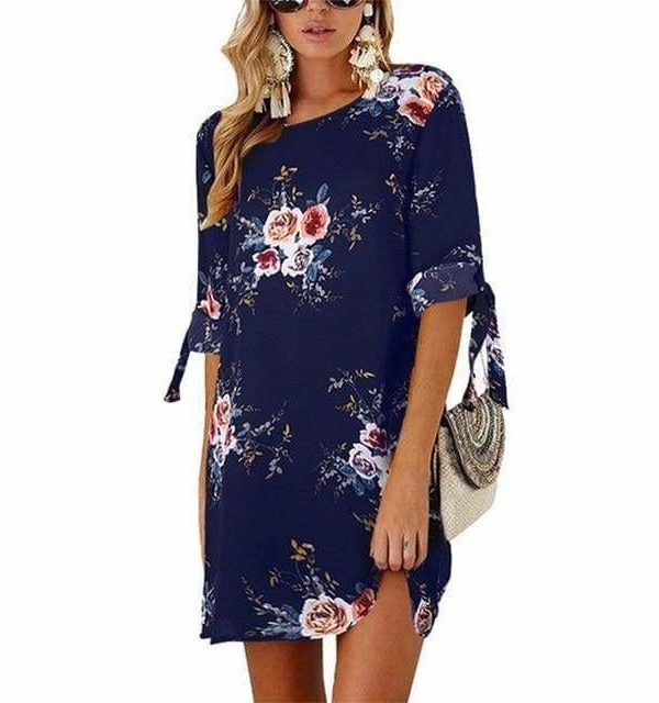 The Best Summer Dress Boho Style Floral Print Chiffon Beach Dress Online - Source Silk