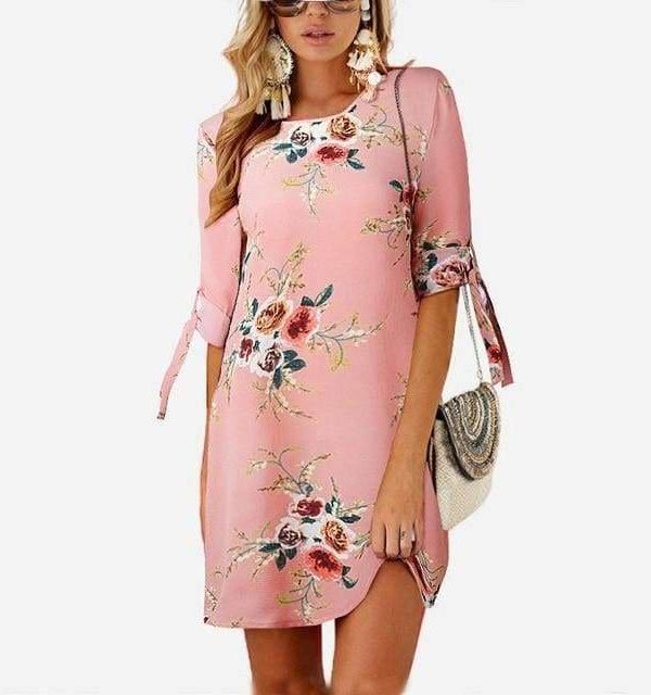 The Best Summer Dress Boho Style Floral Print Chiffon Beach Dress Online - Source Silk