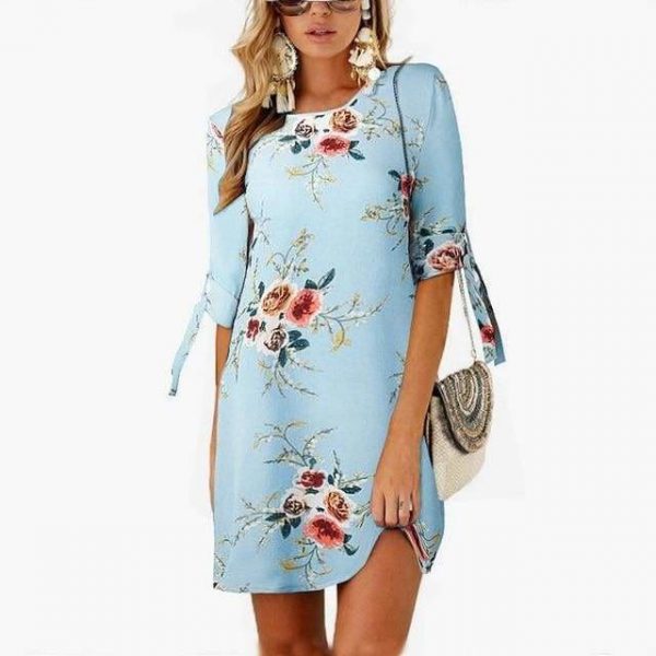 The Best Summer Dress Boho Style Floral Print Chiffon Beach Dress Online - Source Silk