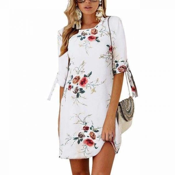 The Best Summer Dress Boho Style Floral Print Chiffon Beach Dress Online - Source Silk