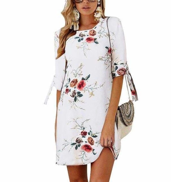 The Best Summer Dress Boho Style Floral Print Chiffon Beach Dress Online - Source Silk