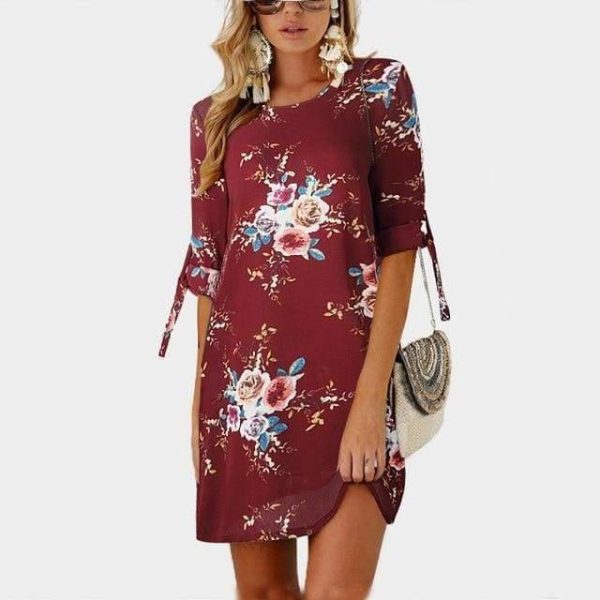 The Best Summer Dress Boho Style Floral Print Chiffon Beach Dress Online - Source Silk