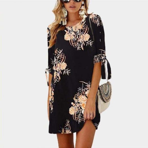 The Best Summer Dress Boho Style Floral Print Chiffon Beach Dress Online - Source Silk