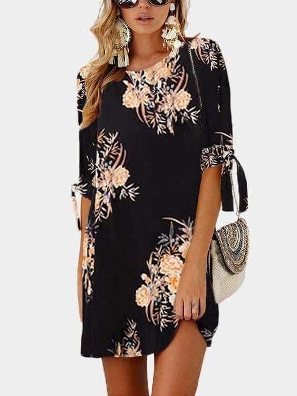 The Best Summer Dress Boho Style Floral Print Chiffon Beach Dress Online - Source Silk