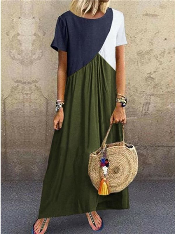 The Best Summer Dress For Women Ladies Boho Maxi Dress Casual Short Sleeve Office Dress Holiday Beach Sundress Plus Size Online - Takalr