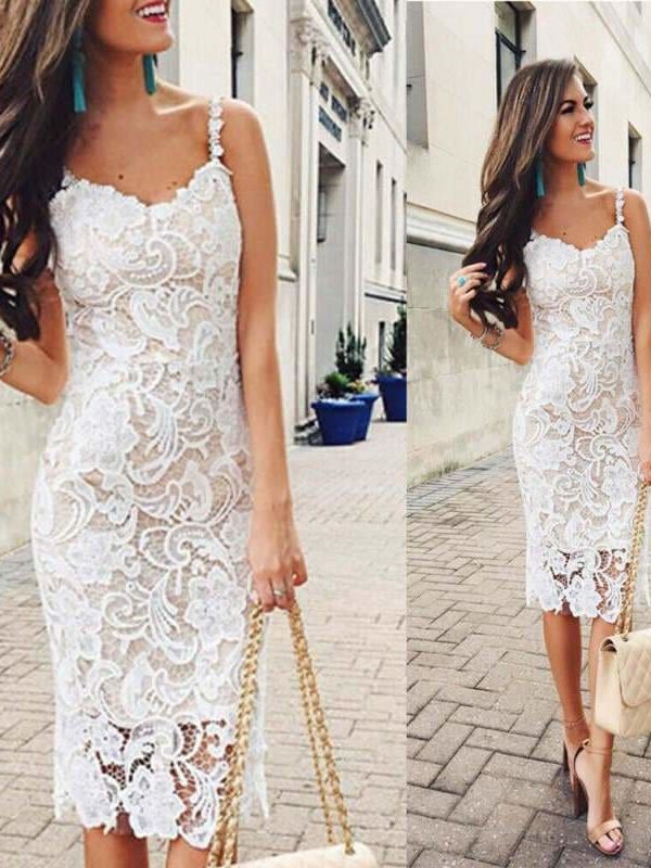 The Best Summer Dress Ladies Holiday Party Sleeveless Bodycon Sexy Short Mini Lace Sundress Online - Takalr