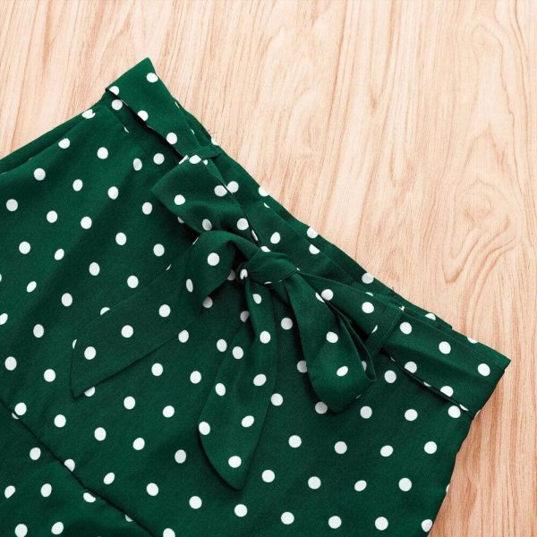 The Best Summer High Waist  A Line Circle Elastic Stretch Pleated Flared Beach Polka Dot Mini Skirt Online - Takalr