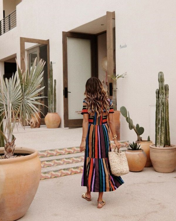 The Best Summer Holiday Dress Women Stripe Boho Short Sleeve Long Maxi Dress New Ladies Casual Beach Sundress Online - Takalr