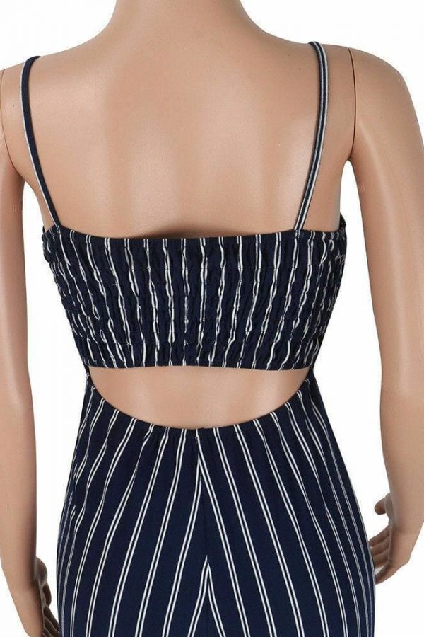 The Best Summer Hot Bodycon Backless Stripe Jumpsuits Women Party Clubwear Jumpsuits Casual Bowtie Overalls Long Pant Trousers Online - Takalr