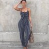 The Best Summer Hot Bodycon Backless Stripe Jumpsuits Women Party Clubwear Jumpsuits Casual Bowtie Overalls Long Pant Trousers Online - Takalr