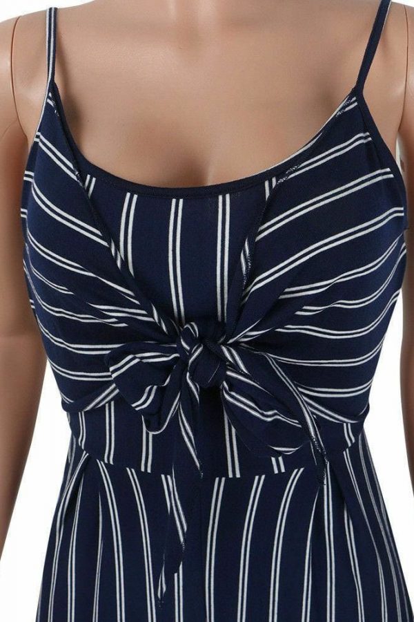 The Best Summer Hot Bodycon Backless Stripe Jumpsuits Women Party Clubwear Jumpsuits Casual Bowtie Overalls Long Pant Trousers Online - Takalr