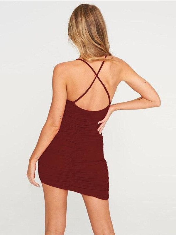 The Best Summer Mini Dress Women Irregular Sleeveless Backless Cross Dress Online - Source Silk