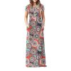 The Best Summer Short Sleeve Long Dress Floral Print Boho Beach Dress Tunic Maxi Dress Online - Takalr