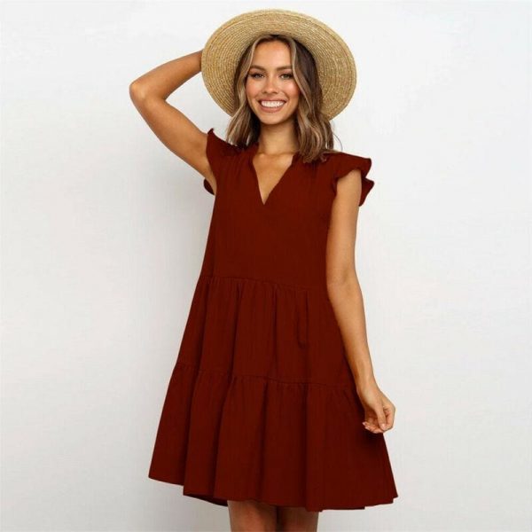 The Best Summer Smock Dress Tops Ladies Holiday Beach Casual Loose Shirt Sundress Online - Takalr