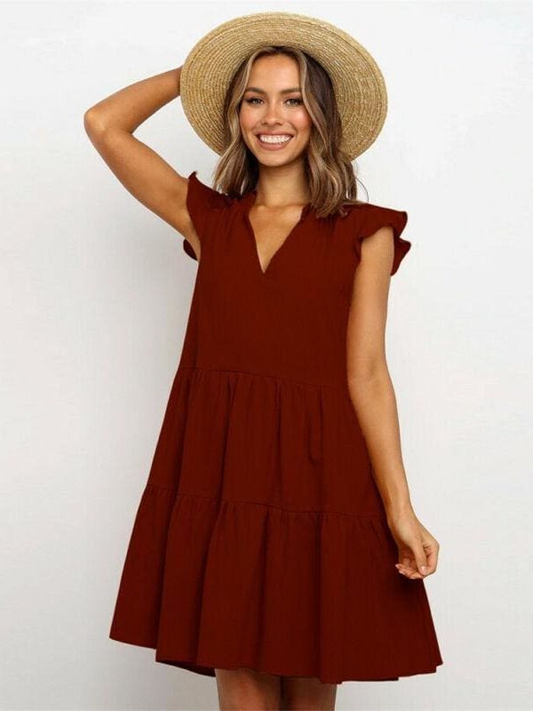 The Best Summer Smock Dress Tops Ladies Holiday Beach Casual Loose Shirt Sundress Online - Takalr