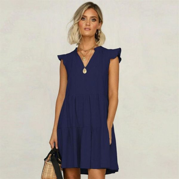 The Best Summer Smock Dress Tops Ladies Holiday Beach Casual Loose Shirt Sundress Online - Takalr