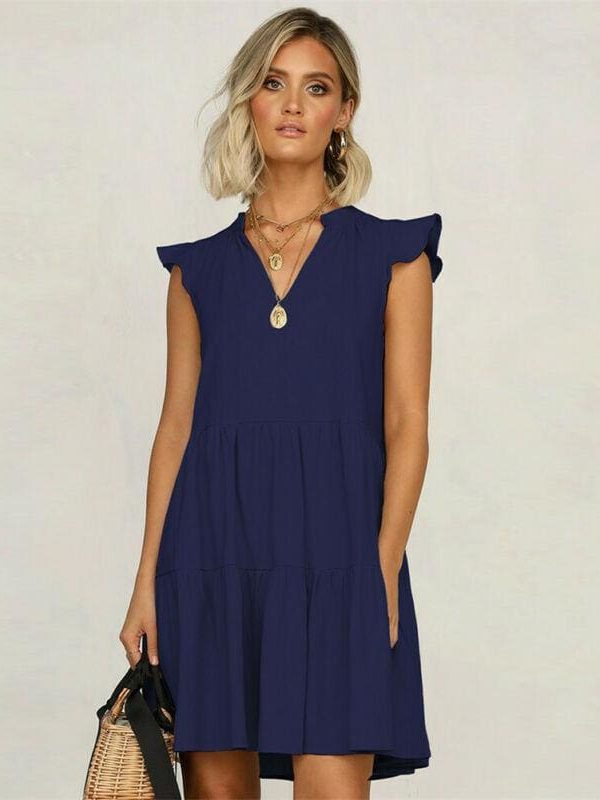 The Best Summer Smock Dress Tops Ladies Holiday Beach Casual Loose Shirt Sundress Online - Takalr