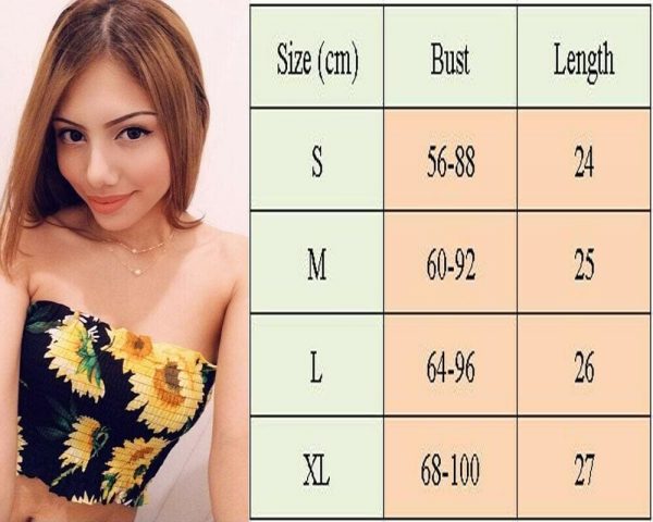 The Best Summer Strapless Elastic Tube Top Non-Slip Sunflower Bustier Wrap Vest Online - Takalr