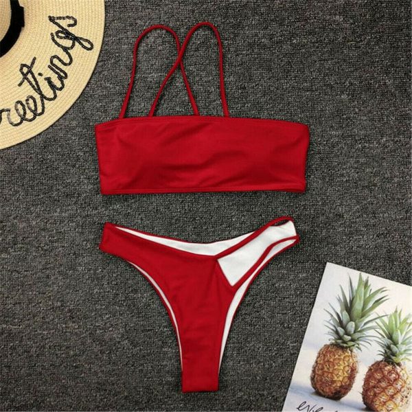 The Best Summer Women Bandage One Shoulder Bra Thongs Bikini Push-up Bra Swimsuit Bathing 2pcs Set Swimwear Beachwear Online - Takalr