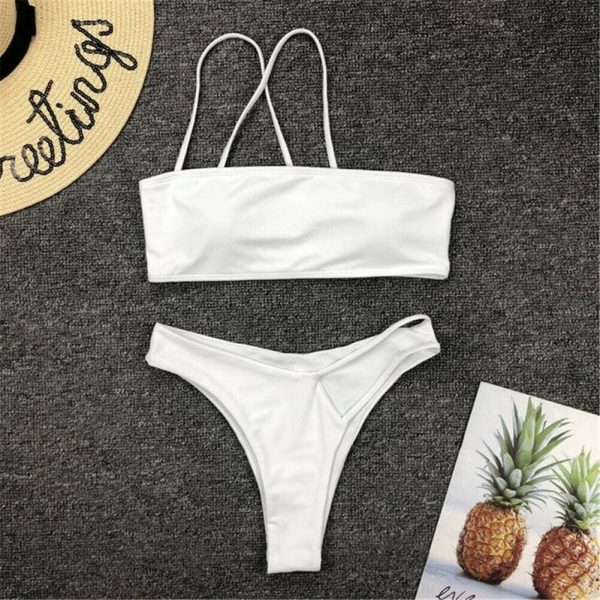 The Best Summer Women Bandage One Shoulder Bra Thongs Bikini Push-up Bra Swimsuit Bathing 2pcs Set Swimwear Beachwear Online - Takalr