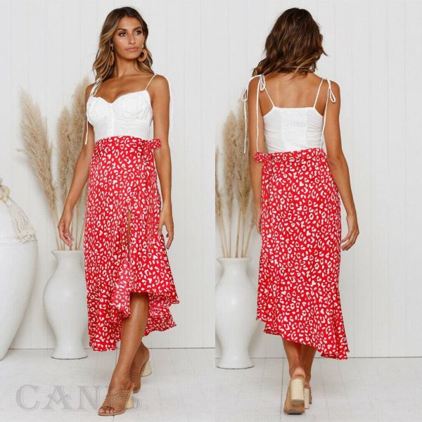 The Best Summer Women Boho High Waist Maxi Long Skirts Fashion Print Elastic Waist Beachwear Chiffon Casual Skirt New Online - Takalr