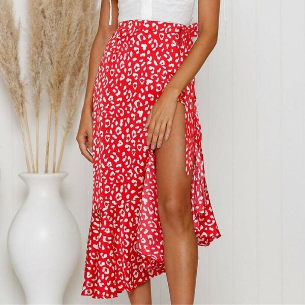 The Best Summer Women Boho High Waist Maxi Long Skirts Fashion Print Elastic Waist Beachwear Chiffon Casual Skirt New Online - Takalr