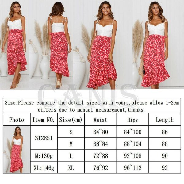 The Best Summer Women Boho High Waist Maxi Long Skirts Fashion Print Elastic Waist Beachwear Chiffon Casual Skirt New Online - Takalr