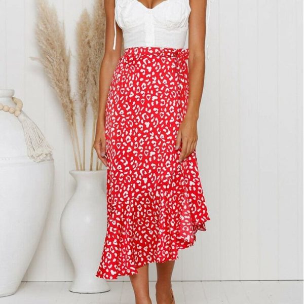 The Best Summer Women Boho High Waist Maxi Long Skirts Fashion Print Elastic Waist Beachwear Chiffon Casual Skirt New Online - Takalr