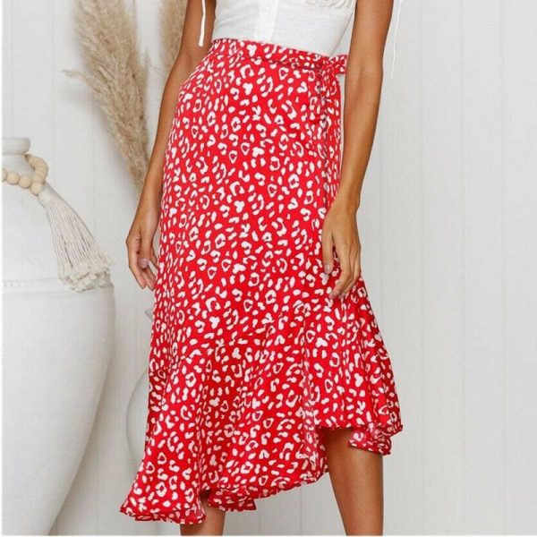 The Best Summer Women Boho High Waist Maxi Long Skirts Fashion Print Elastic Waist Beachwear Chiffon Casual Skirt New Online - Takalr