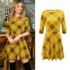 The Best Summer Women Boho Plaid Check Midi Dress Ladies Elegant Formal Party Beach Wrap Casual Bodycon Round Neck Dress Online - Takalr